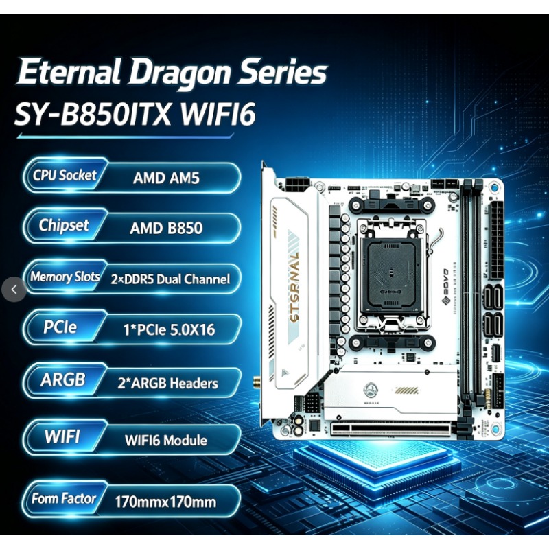 SY- B850ITX  WIFI6 AMD Motherb - Ddr5 64Gb recension och pris